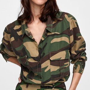 Zara Camo Button Down Shirt